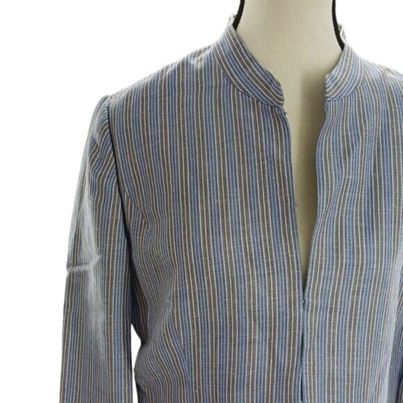 Covington Jacket Womens Size Medium Blue Striped Open Front Blazer 3/4 Sleeve - Picture 2 of 7
